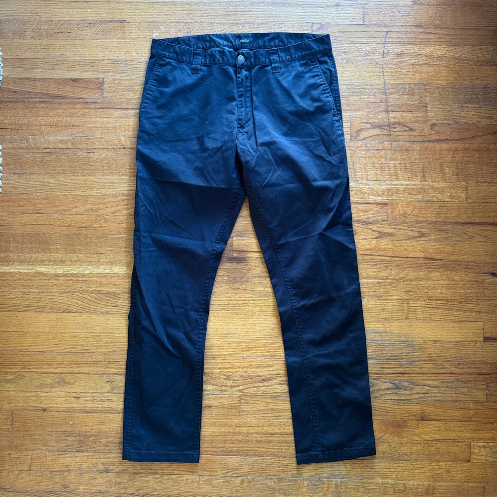 RVCA Mens Week End Fit Black Chino Pants Size 36x 32
